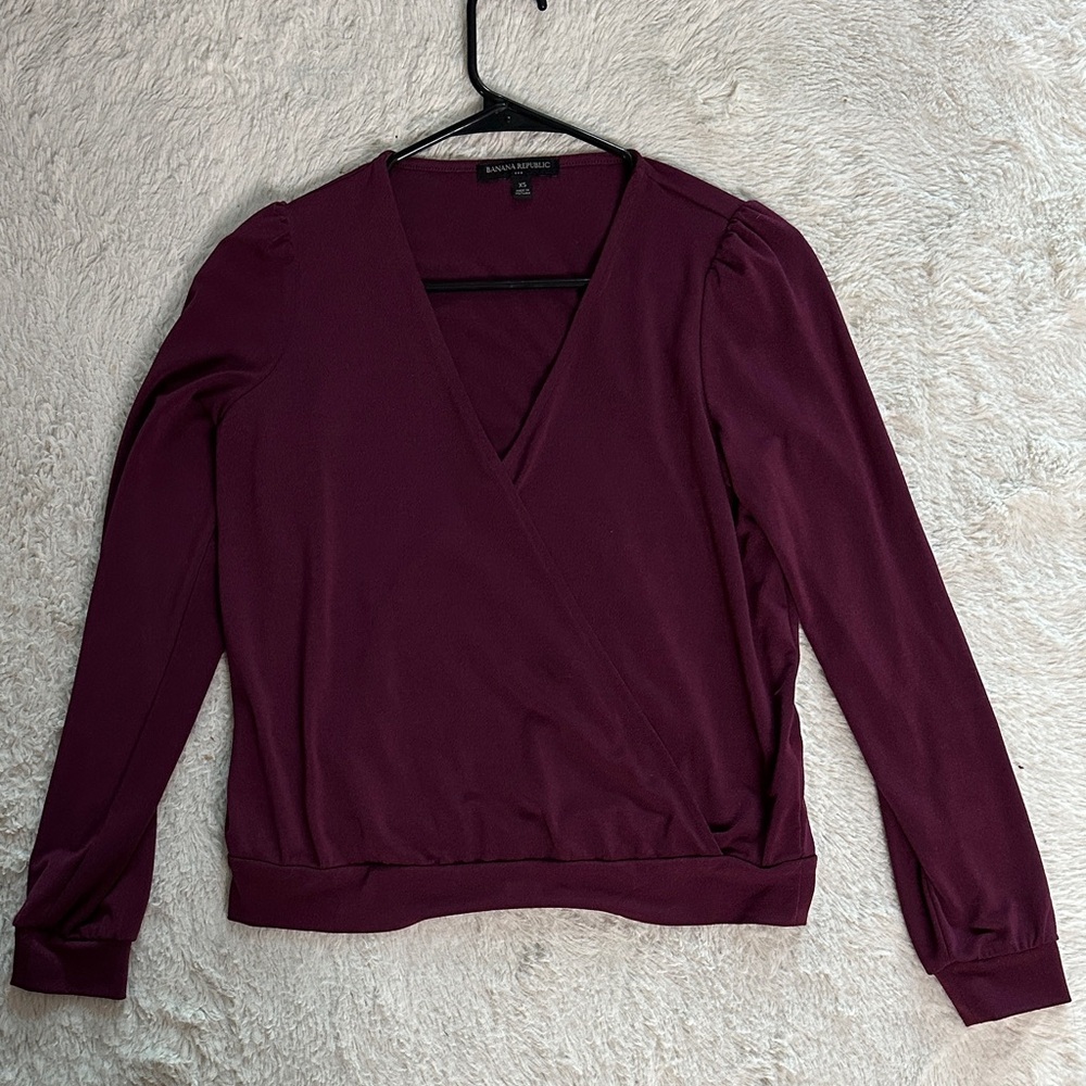Banana Republic Deep Red Wrap Blouse